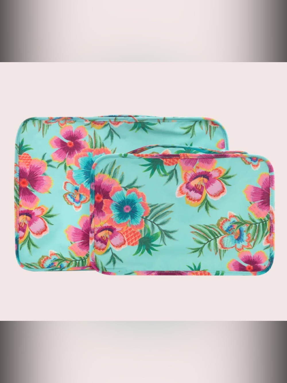 PQ Swim Turquoise Floral Packing Cubes. Travel. NWT